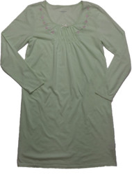 Womens Mint Green Floral Flower Filigree Nightgown Long Sleeved Sleep Shirt