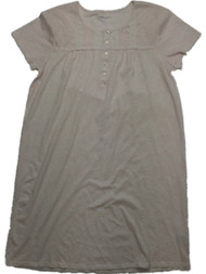 Womens Pink & White Floral Flower Filigree Nightgown Leaf Print Sleep Shirt