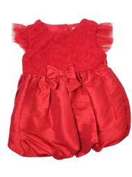 Infant Girls Red Rose Christmas Holiday & Party Dress Satin Fancy Tulle