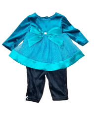 Infant Baby Girls Green Teal Fancy Christmas Holiday Party Dress Outfit