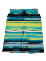 Boys Teal & Yellow Striped Surf Shorts Swim Trunks Board Shorts