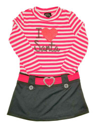 Infant Toddler Girls Red Stripe I Heart Santa Christmas Party Dress Black