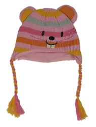 Girls Pink & Orange Stripe Munchkin Mouse Peruvian Style Critter Trapper Hat