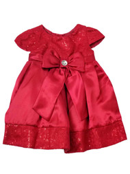 Infant Toddler Girls Red Bow Christmas Holiday Party Dress Sparkle Glitter
