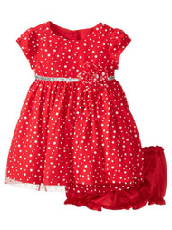Marmellata Infant Girls Red Polka Dot Party & Holiday Dress Tulle Overskirt