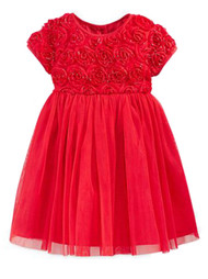 Marmellata Infant Girls Red Rosette Christmas Holiday Valentines Party Dress