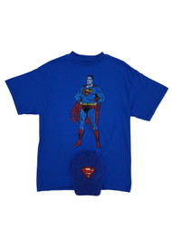 Superman DC Comics Mens Blue Faded Man Of Steel T-Shirt & Baseball Hat Combo