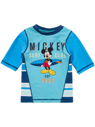 Disney Toddler & Boys Blue Mickey Mouse Surf Club Rash Guard Swim Shirt