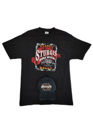 Mens Black Sturgis Bike Week Motorcycle Rally T-Shirt & Baseball Hat Combo