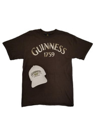 Mens Brown Guinness 1759 Dublin Ireland T-Shirt & Baseball Hat Combo