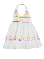 Blueberi Infant Baby Girls White Halter Neon Aztec Sundress Sun Dress