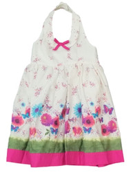 Blueberi Infant Baby Girls White Pink Butterfly Halter Sundress Sun Dress