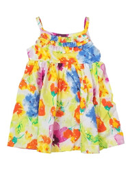 Blueberi Infant Girls Pink Yellow Flowered Sparkled Sundress Baby Sun Dress