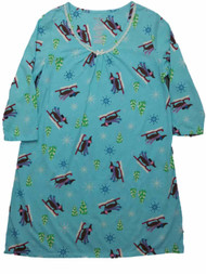 White Stag Womens Turquoise Blue Sled Dog Sleep Shirt Holiday Nightgown