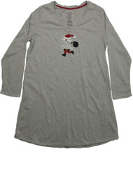 White Stag Womens Gray Santa Sleep Shirt Long Sleeve Nightgown Nightie