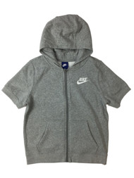 Nike Big Boys Gray Short Sleeve Zip Front Hoodie Sweatshirt