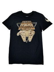 Star Wars Mens Black & Gold Millennium Falcon Rebel Insignia T-Shirt S