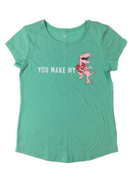 Girls Blue Glitter Dinosaur T-Shirt You Make My Heart Saur Tee Shirt T-Rex