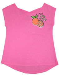 Girls Pink Sequin Stay Fresh T-Shirt Fruit Drink Tee Shirt Top