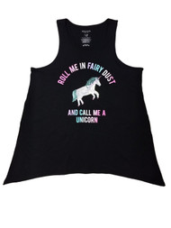 Girls Black Sequin Roll Me In Fairy Dust & Call Me A Unicorn Tank Top Shirt