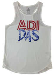 Adidas Girls Red White & Blue Patriotic Athletic Tank Top Tee Shirt