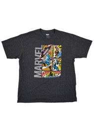 Marvel Comics Mens Gray Captain America Iron Man Spider-Man Hulk T-Shirt