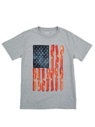 Mens Heather Gray Patriotic American Bacon Flag Tee T-Shirt
