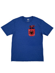 Marvel Comics Mens Heather Blue Spider-Man Pocket Tee T-Shirt
