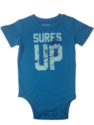 Infant Boys Blue Surfs Up Bodysuit Shark Creeper Shirt