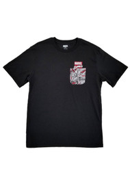 Marvel Comics Mens Black Spider-Man Iron Man Pocket Tee T-Shirt