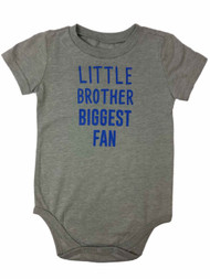Infant Boys Gray Little Brother Biggest Fan Bodysuit Creeper Shirt