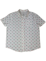 Boys White Patriotic American Flag Button Front Shirt