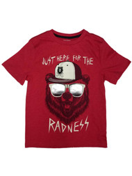 Boys Red Just Here For The Radness T-Shirt Grizzly Bear Shirt