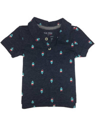 Infant Boys Patriotic Blue Popsiclke Button Front Collared Polo Shirt 3m