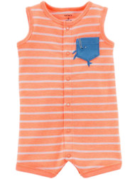 Carters Infant Boys Orange Stripe Tank Romper Baby Whale Bodysuit Outfit