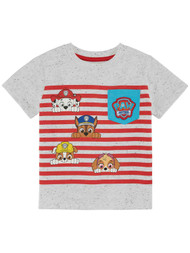 Toddler Boys Red Stripe Paw Patrol Puppy Dog T-Shirt Chase Tee Shirt