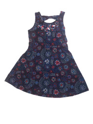 Girls Red White & Blue Fireworks Bow Back Sleeveless Skater Dress