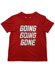 Boys Red Going Going Gone Baseball Themed Athletic T-Shirt Tee Shirt