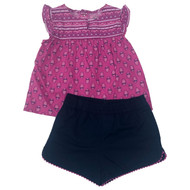Carters Infant Girls Baby Outfit Fuchsia Pink Shirt & Navy Blue Shorts Set