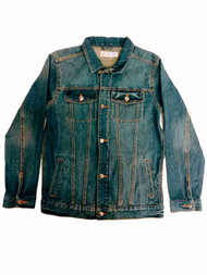 Boys Blue Denim Jean Jacket Button Front Coat