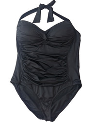 Womens Liz Claiborne Black White One Piece Halter Top Swimming Suit