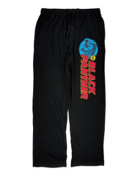 Marvel Black Panther Mens Black Knit Sleep Pants Pajama Bottoms