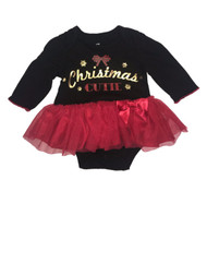 Infant Girls Black Christmas Creeper Red Tulle Skirt Bodysuit Dress
