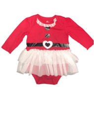 Infant Girls Red & White Christmas Creeper White Tulle Skirt Bodysuit Dress