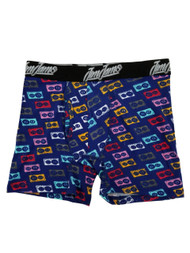 Mens Blue Cassette Tape Print Cotton Stretch Boxer Briefs
