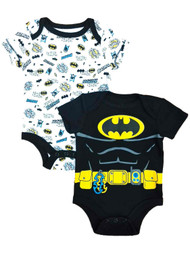 DC Comics Infant Boys 2pc Batman Bodysuit Set Bat Man Creeper Baby Outfit