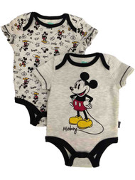 Disney Infant Boys 2pc Gray Mickey Mouse Bodysuit Set Baby Creeper Outfit
