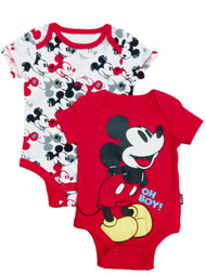 Disney Infant Boys 2pc Red Mickey Mouse Bodysuit Set Baby Creeper Outfit