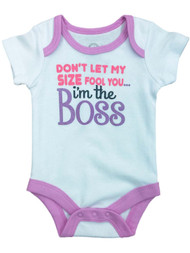 Infant Girls White Glitter I'm The Boss Bodysuit Creeper Baby Outfit
