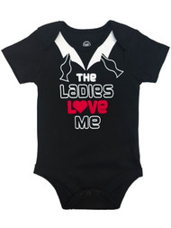Infant Boys Black The Ladies Love Me Bodysuit Heart Creeper Baby Outfit